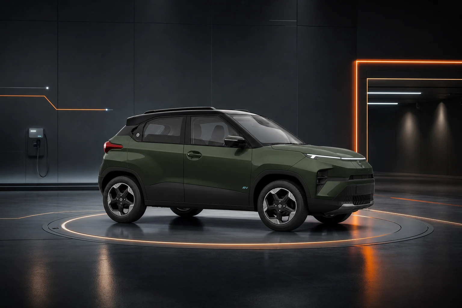 Tata Punch EV in a connected KAMU Motors service environment